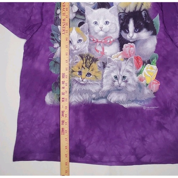 The Mountain Vtg Tshirt XL Purple Cats Graphic Kittens Kitties Cat-Lady Y2K 2000 - Picture 5 of 7